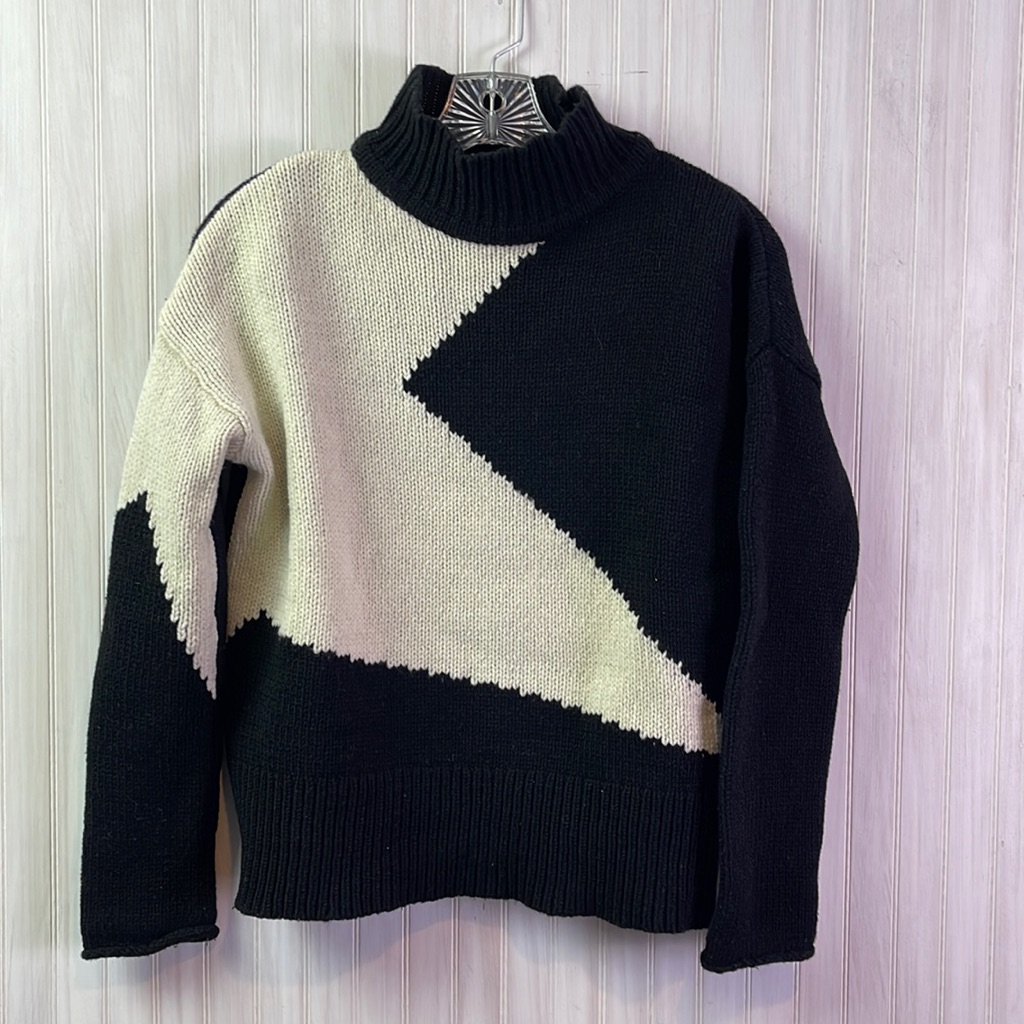 Whistles Geometric Print Wool Mockneck Sweater Xs
